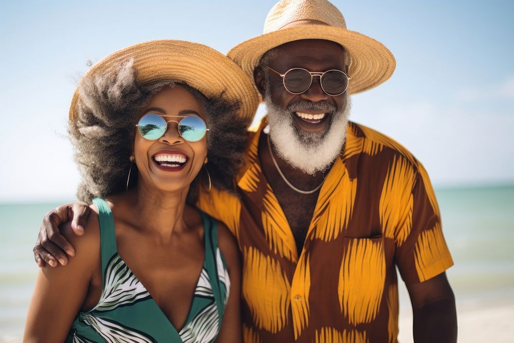 Old black couple photography laughing portrait. AI generated Image by rawpixel.