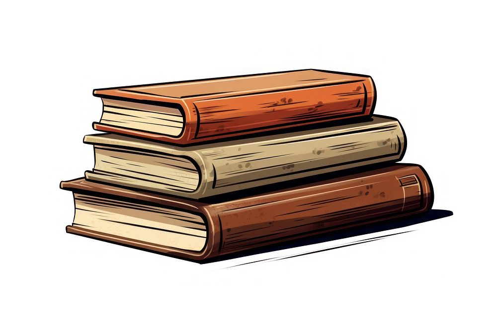 Books stacking publication cartoon white background. AI generated Image by rawpixel.