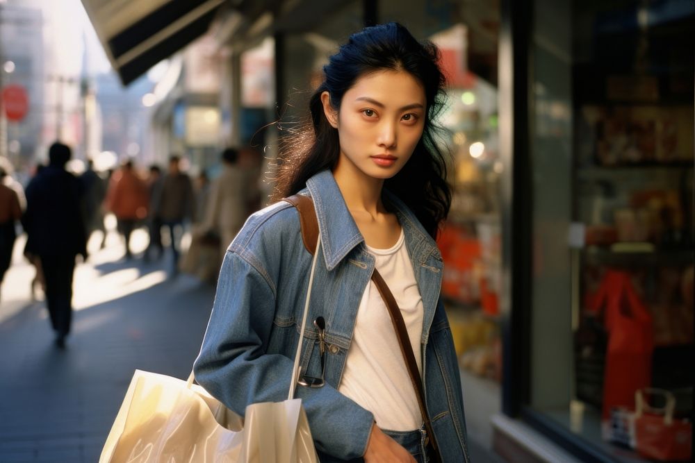 Asian model shopping street adult. AI generated Image by rawpixel.