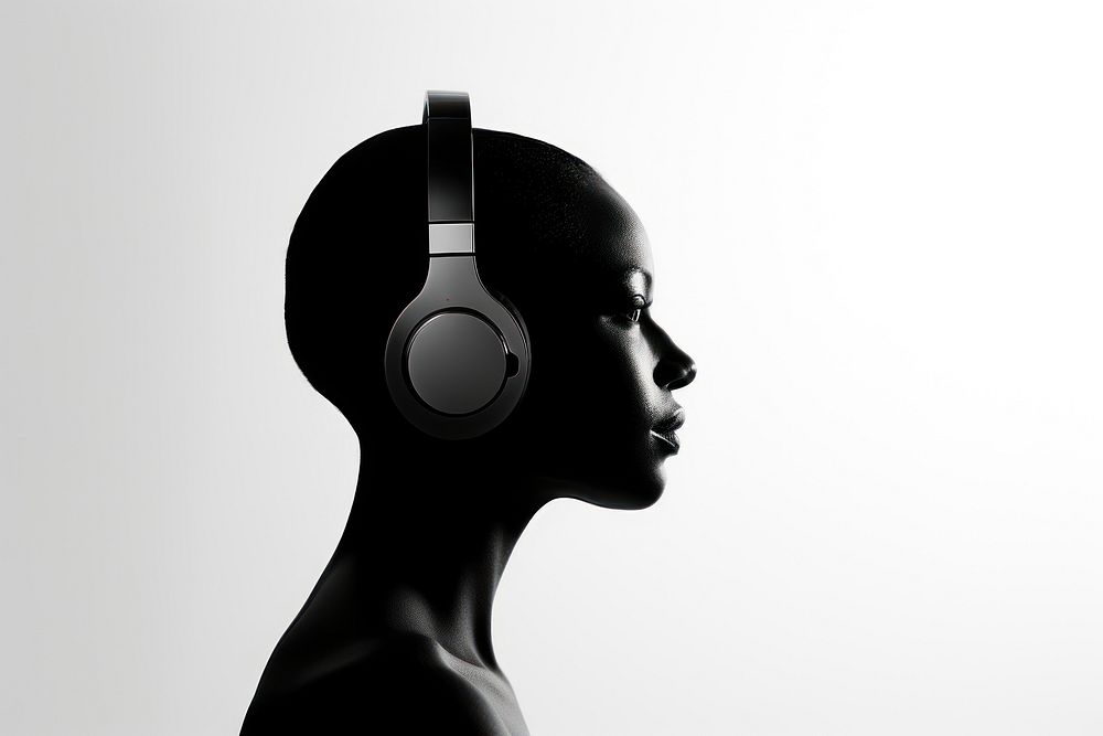 Silhouette headphones headset adult. AI generated Image by rawpixel.