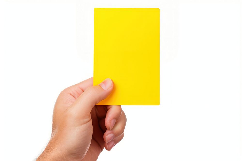 Yellow paper hand white background. AI generated Image by rawpixel.