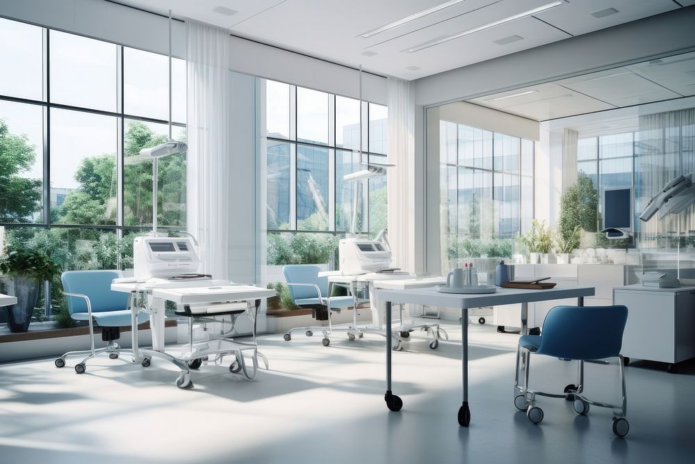 Modern hospital with nurse table furniture office. AI generated Image by rawpixel.