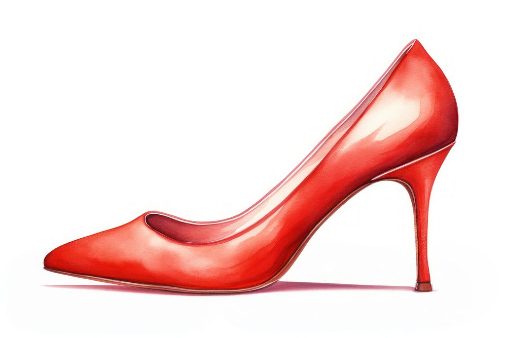Red kitten heel footwear shoe elegance. AI generated Image by rawpixel.