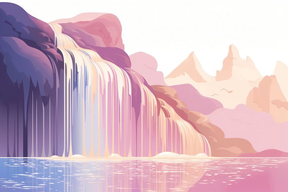 Waterfall outdoors nature tranquility. AI generated Image by rawpixel.