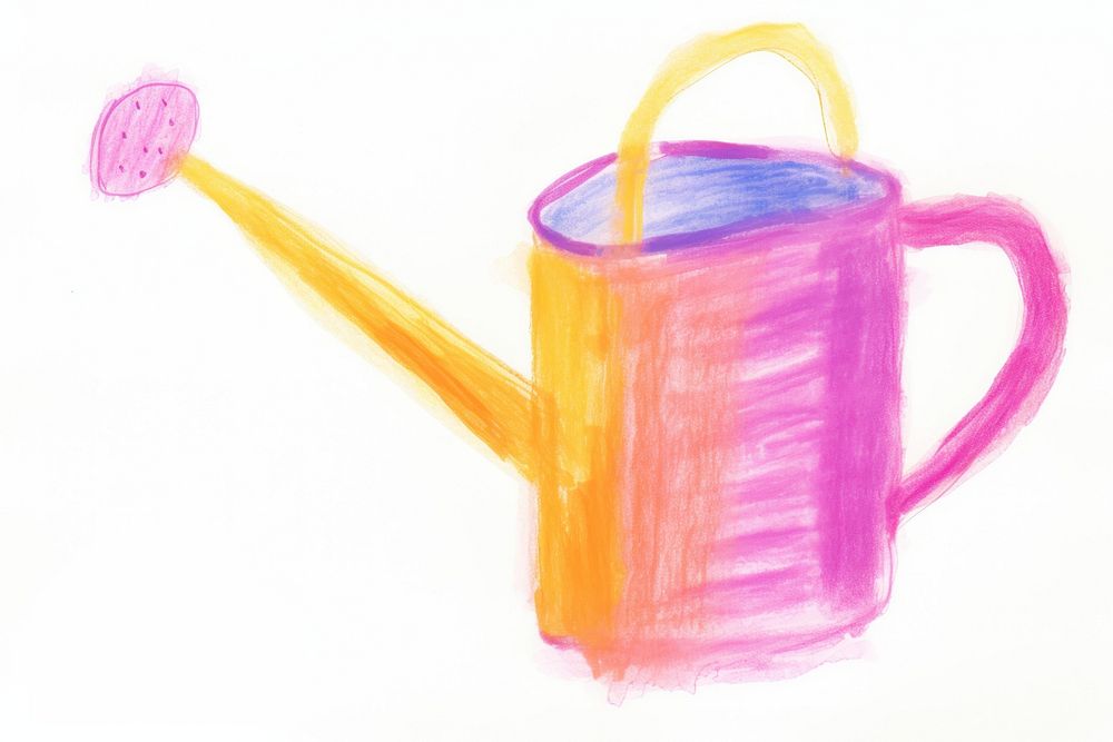 Watering can drawing white background paintbrush. AI generated Image by rawpixel.