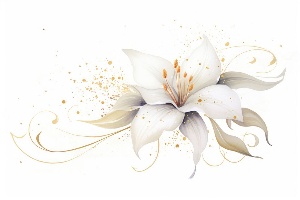 White lilly pattern flower plant. AI generated Image by rawpixel.
