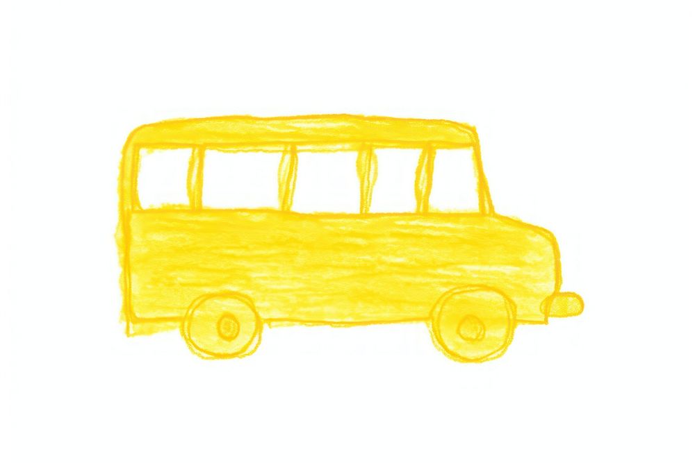 Yellow school bus vehicle drawing white background. AI generated Image by rawpixel.