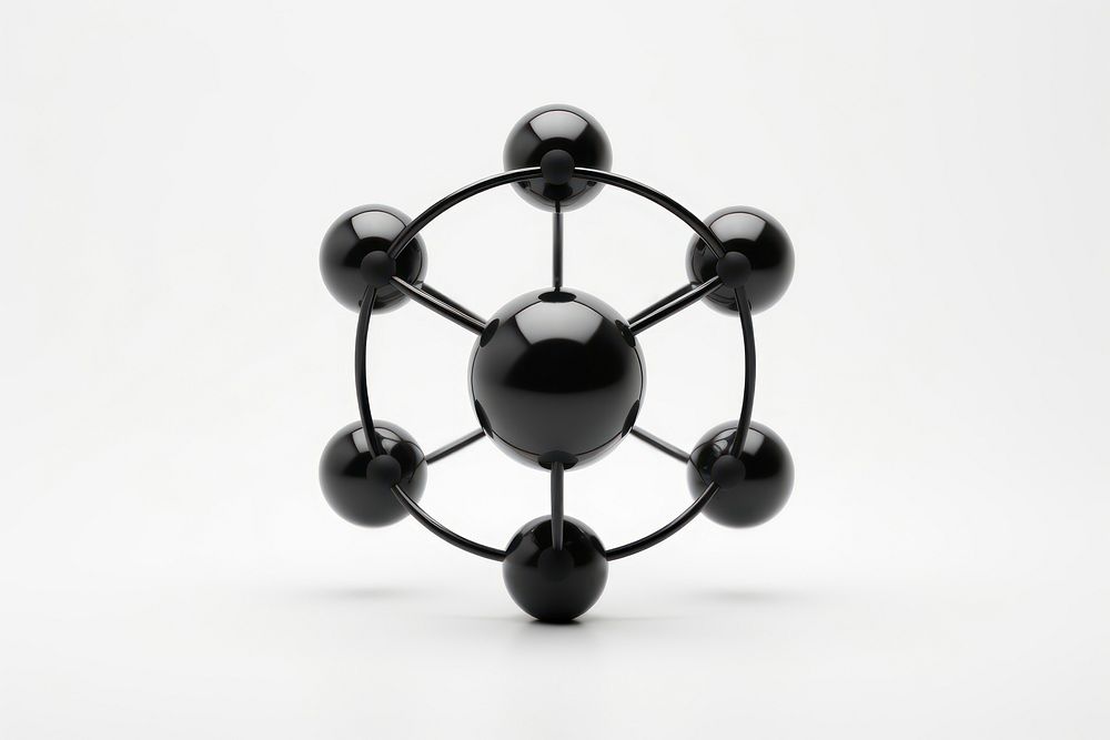Atom sphere black white background. AI generated Image by rawpixel.