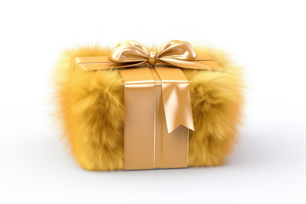 Gift gift gold fur. AI generated Image by rawpixel.