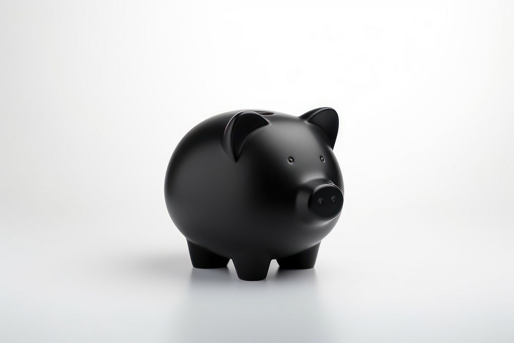 Piggy bank black pig white background. AI generated Image by rawpixel.