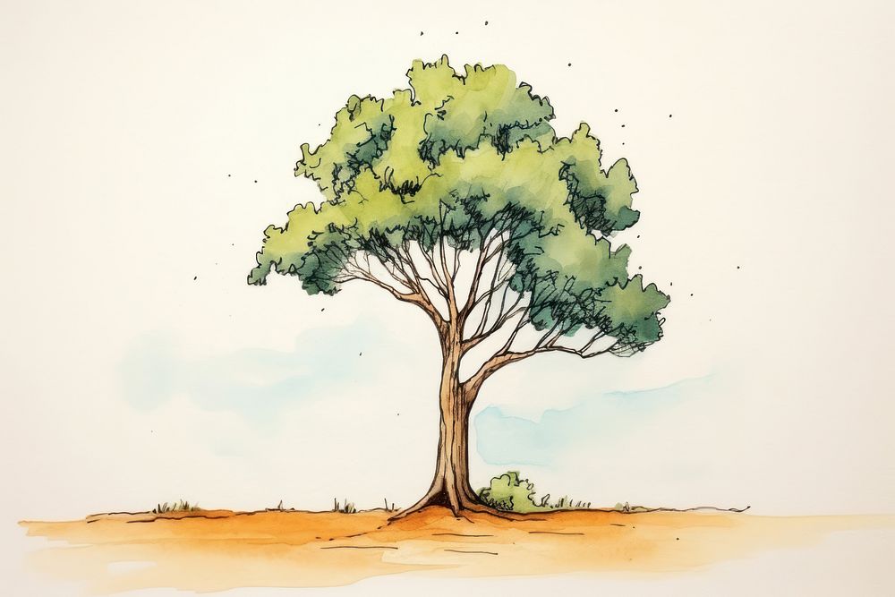 Tree sketch cartoon drawing. AI generated Image by rawpixel.
