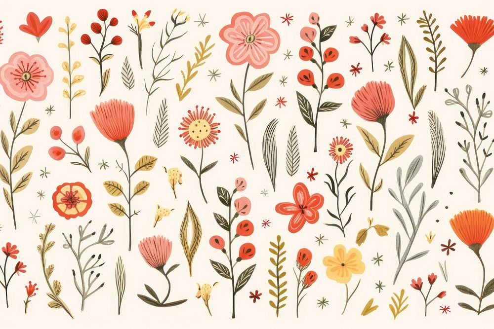 Vintage floral pattern backgrounds plant. AI generated Image by rawpixel.