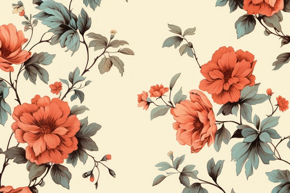 Vintage floral backgrounds pattern flower. AI generated Image by rawpixel.