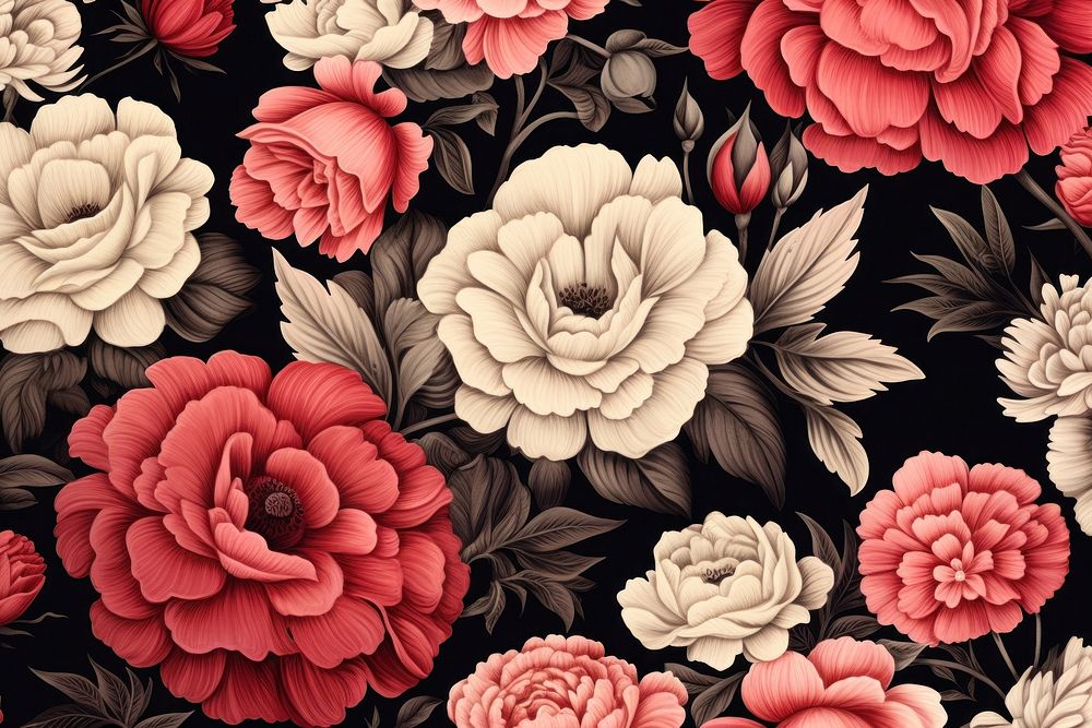 Vintage floral backgrounds pattern flower. AI generated Image by rawpixel.