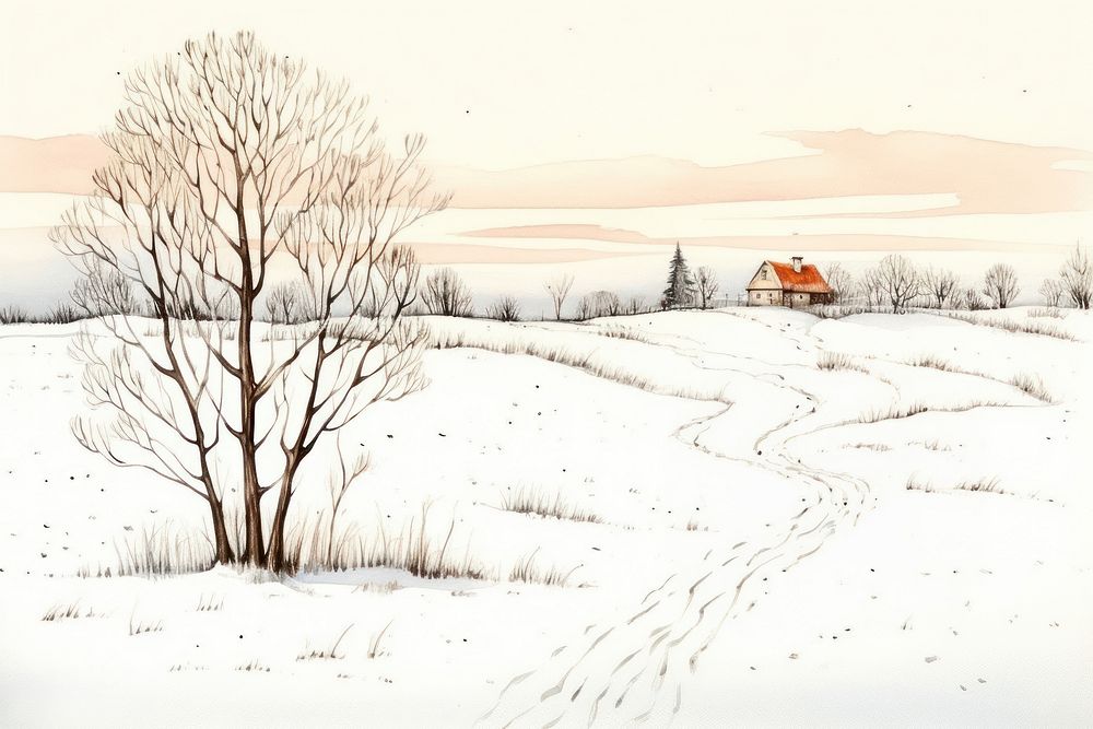 Winter sketch architecture outdoors. AI generated Image by rawpixel.