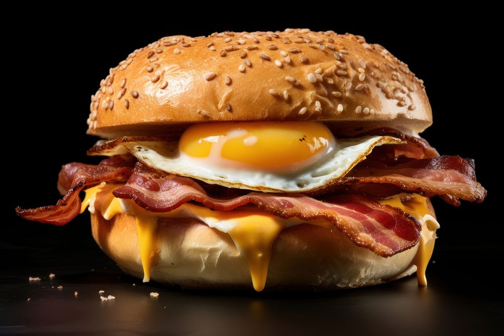 Bagel egg bacon food. AI generated Image by rawpixel.