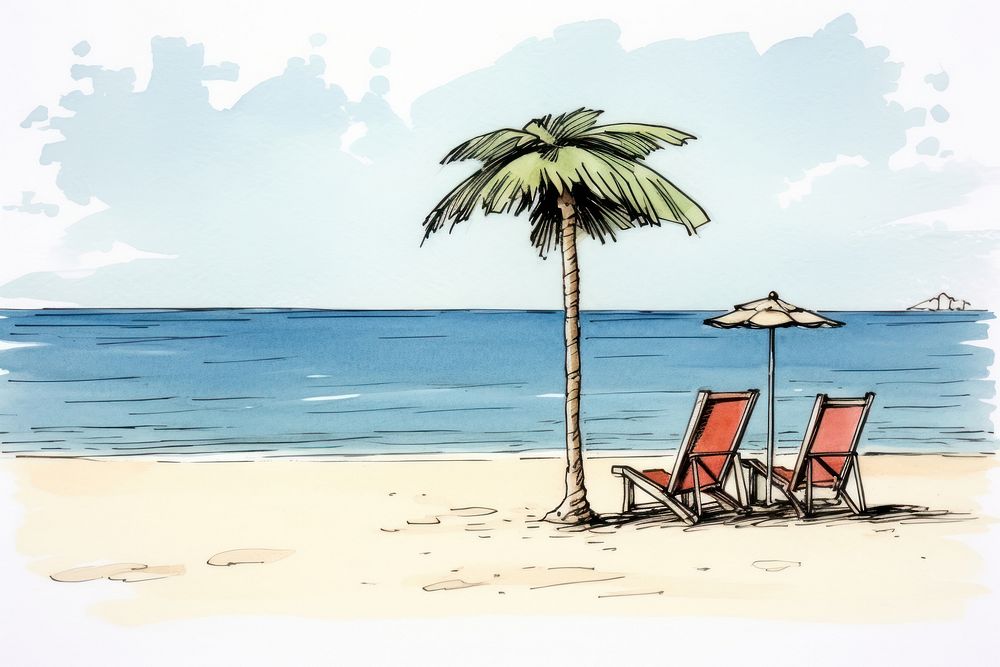 Beach furniture outdoors cartoon. AI | Free Photo Illustration - rawpixel