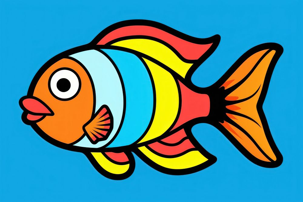 Fish cartoon animal pomacentridae. AI generated Image by rawpixel.