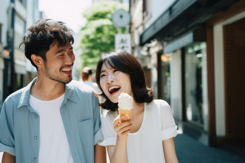 Japanese woman travel laughing outdoors dessert. AI generated Image by rawpixel.