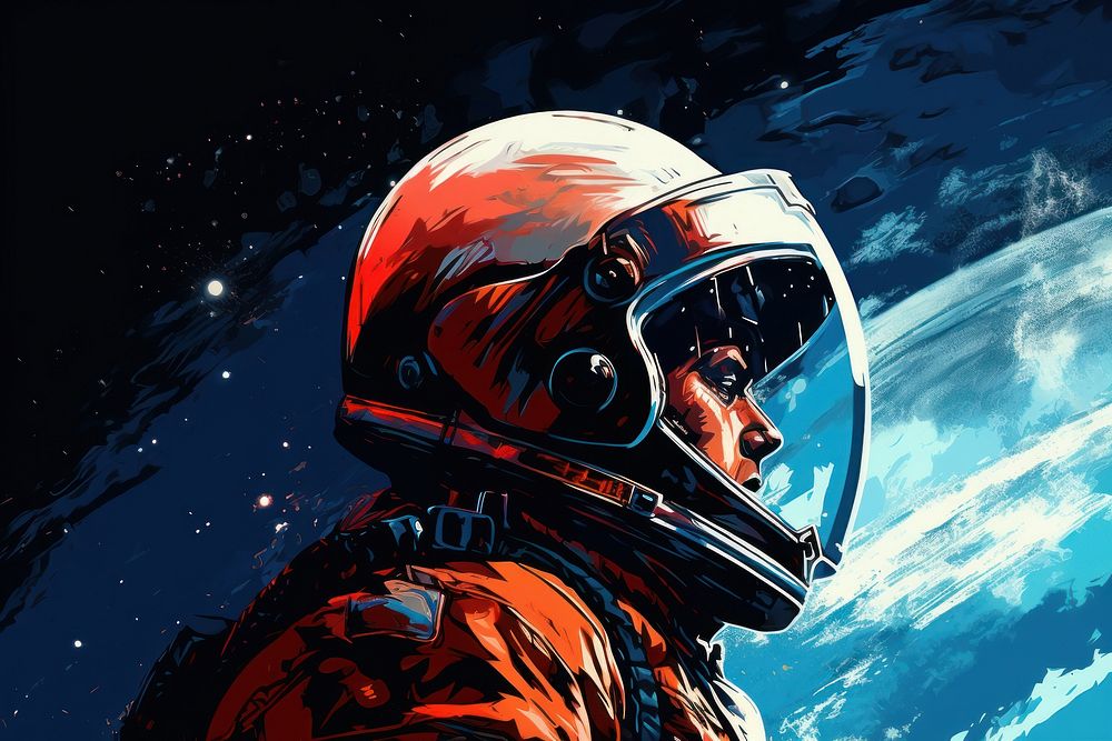 Astronaut portrait helmet exploration futuristic. AI generated Image by rawpixel.