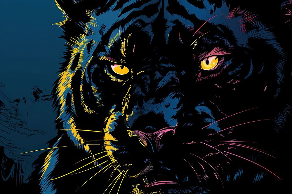 Black panther tiger wildlife animal mammal. AI generated Image by rawpixel.