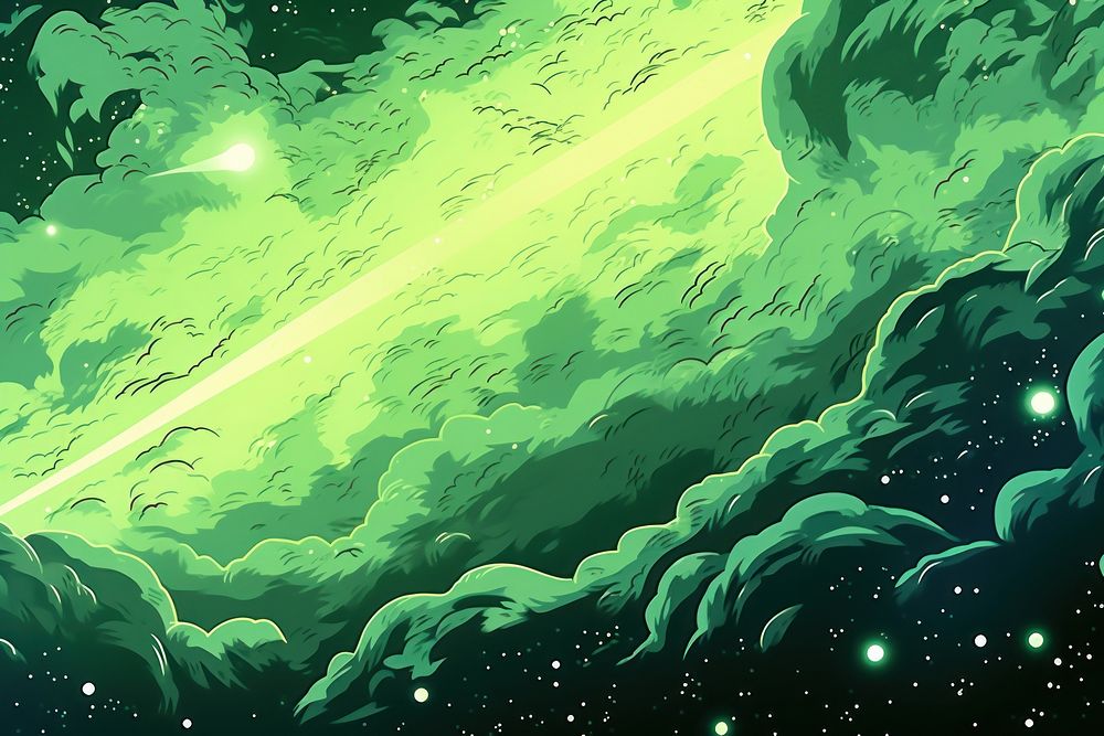 Green galaxy space night sky. AI generated Image by rawpixel.