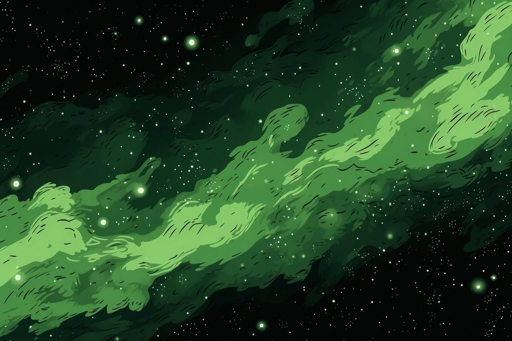 Green galaxy space astronomy night. AI generated Image by rawpixel.