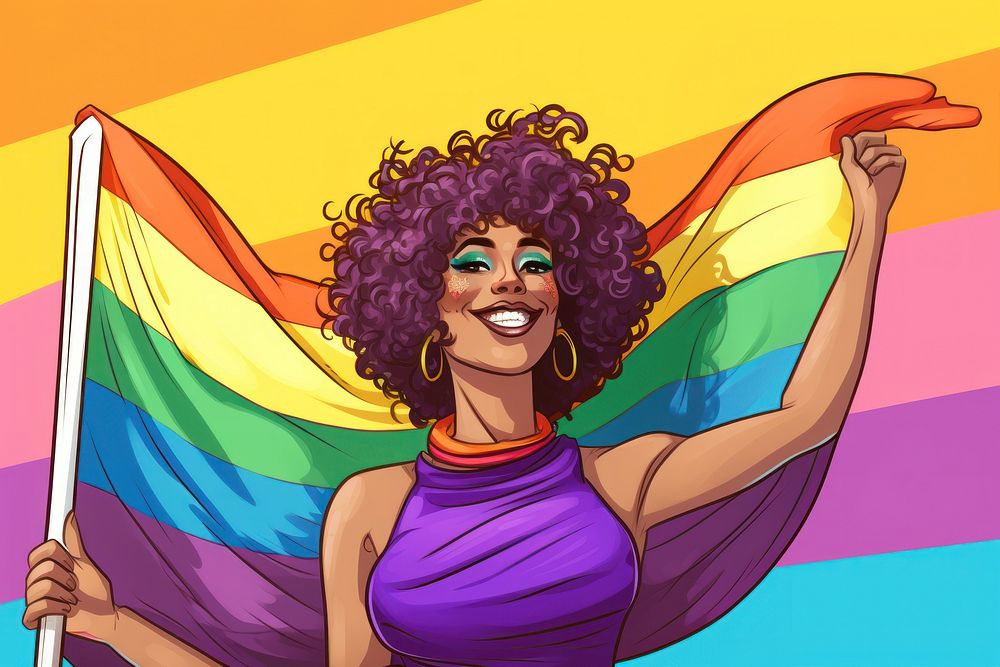 Smiling rainbow pride adult. AI generated Image by rawpixel.