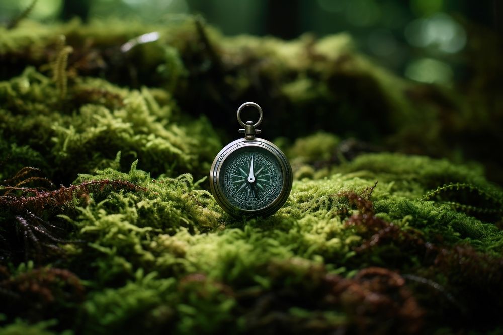 Compass jewelry compass forest. AI generated Image by rawpixel.