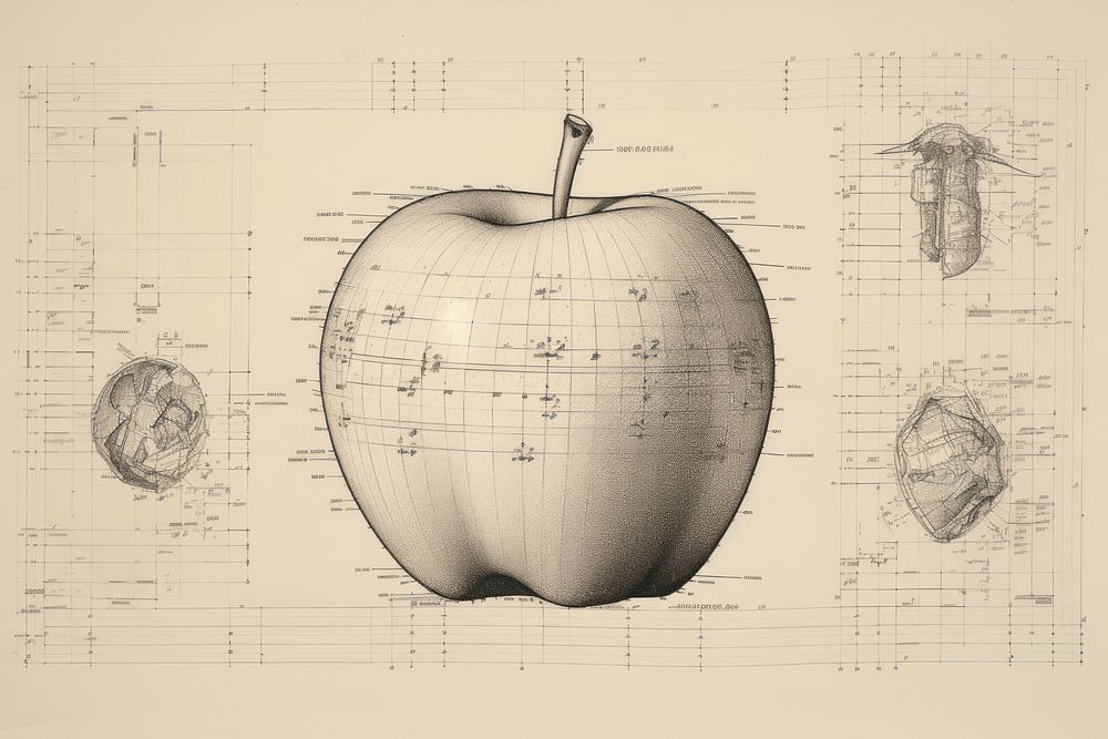 Apple diagram drawing produce. AI generated Image by rawpixel.