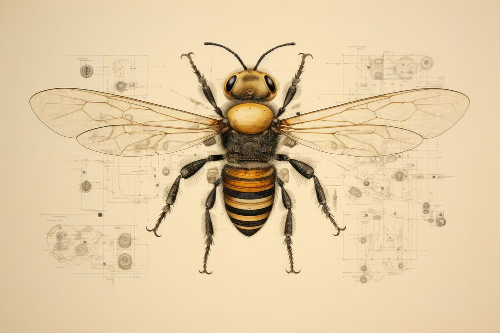 Bee bee drawing insect. AI generated Image by rawpixel.