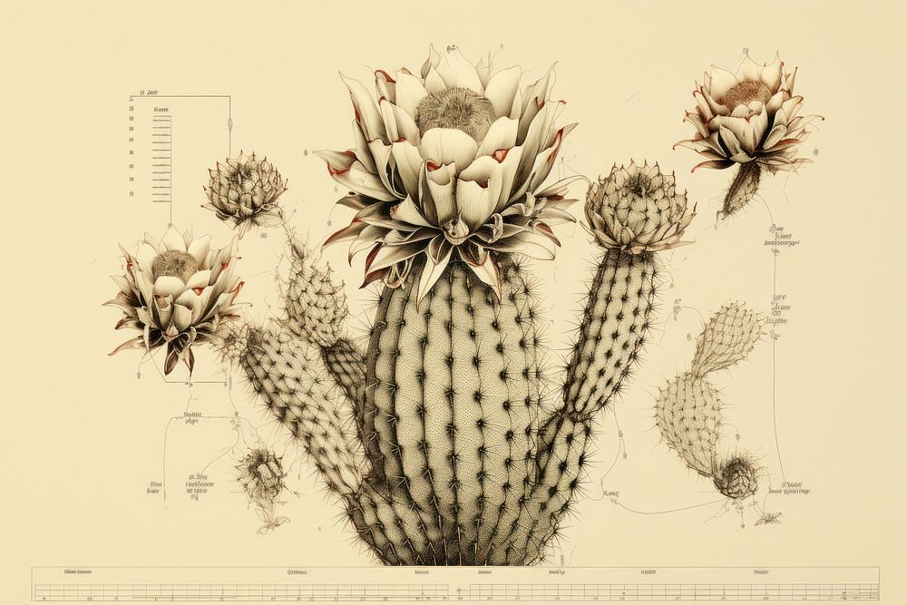 Cactus cactus drawing plant. AI generated Image by rawpixel.