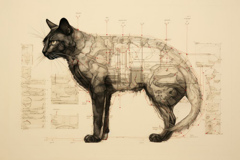 Cat drawing animal mammal. AI generated Image by rawpixel.