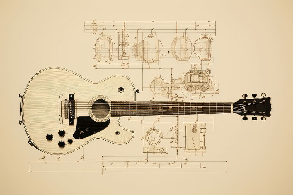 Guitar guitar drawing diagram. AI generated Image by rawpixel.