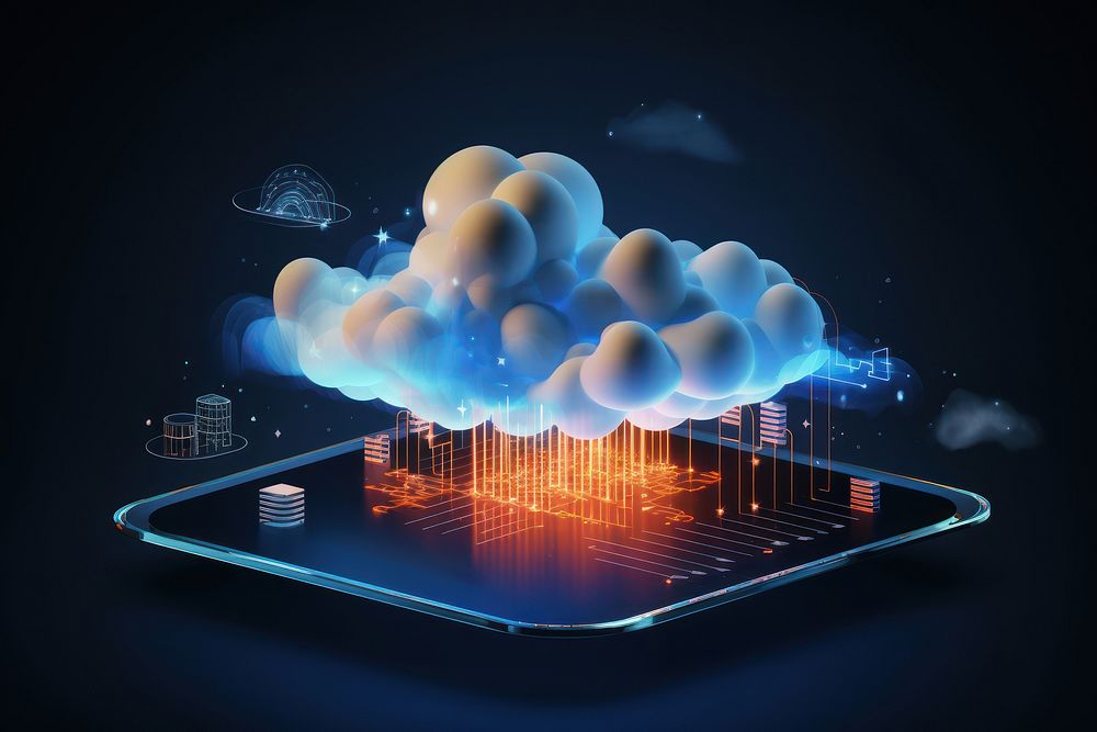 Technology futuristic cloud architecture. AI generated Image by rawpixel.