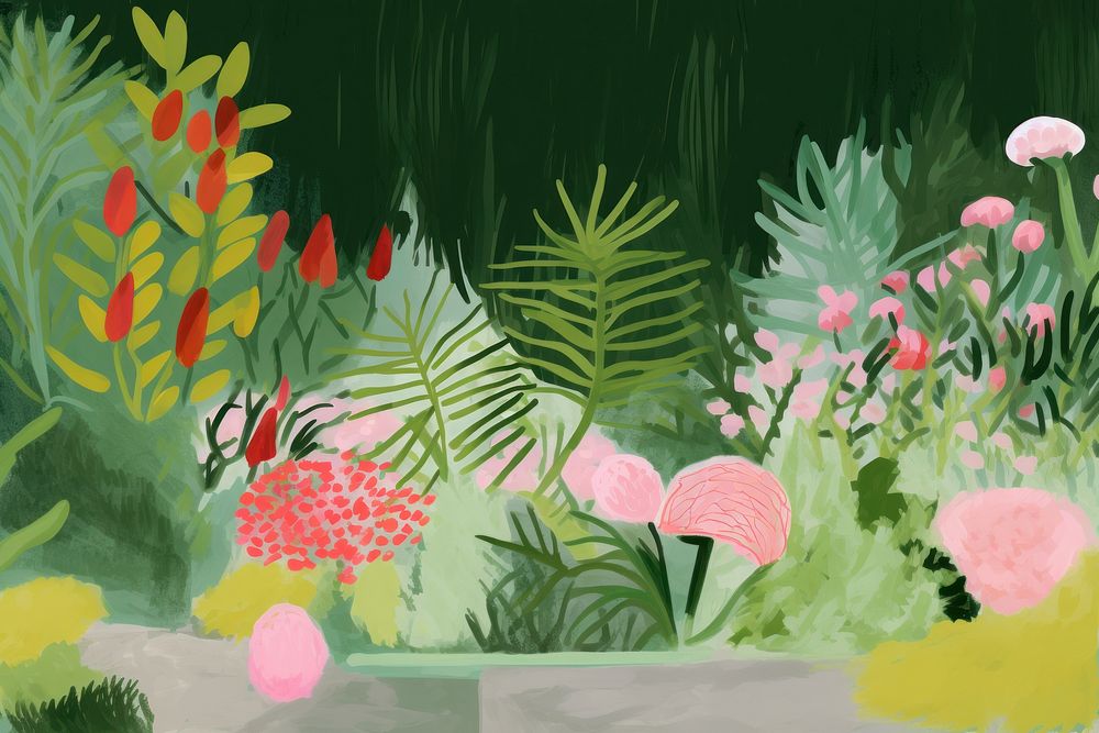 Garden painting outdoors pattern. AI generated Image by rawpixel.