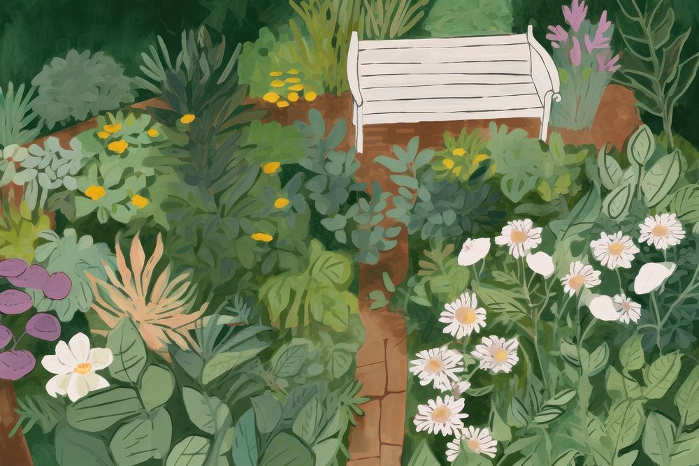 Garden painting outdoors drawing. AI generated Image by rawpixel.