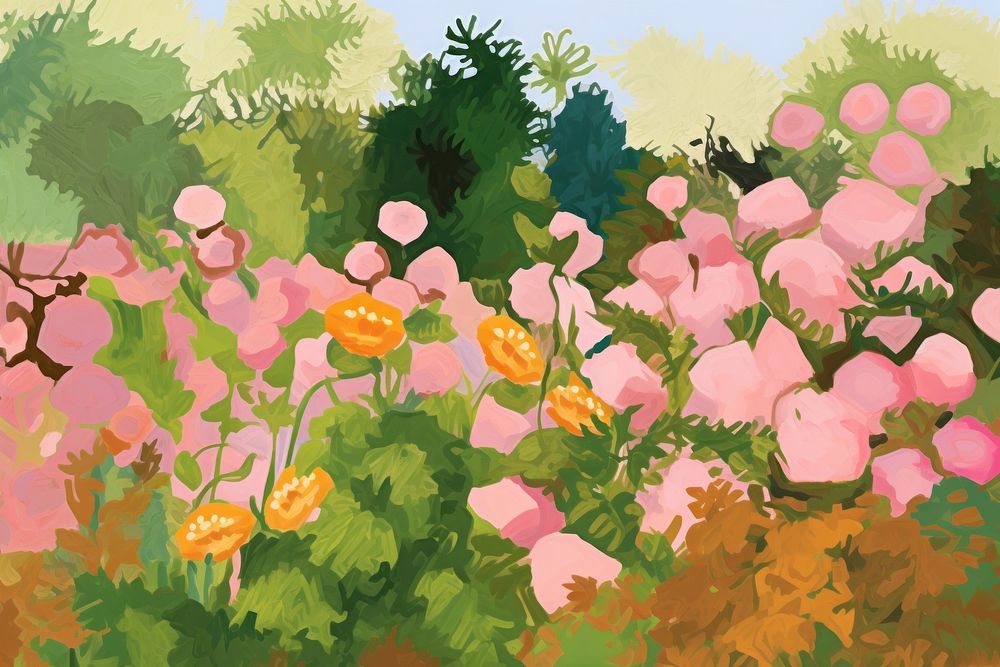 Garden painting outdoors flower. AI generated Image by rawpixel.