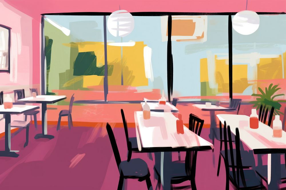 Restaurant architecture furniture painting. AI generated Image by rawpixel.
