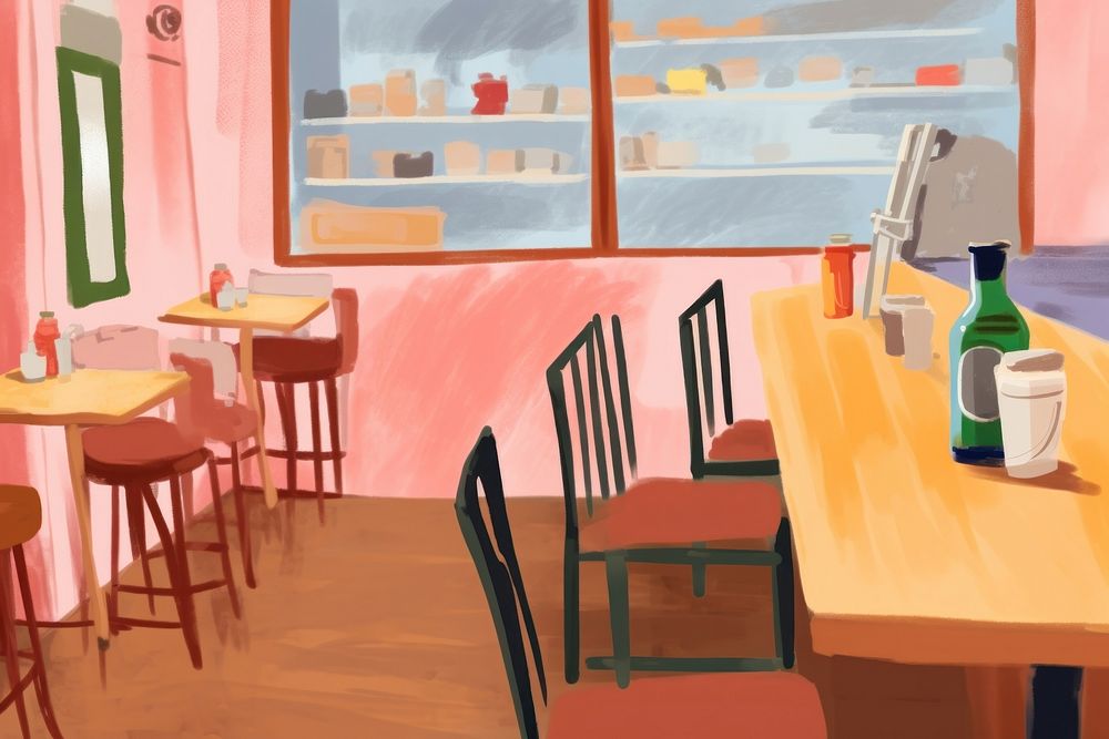 Restaurant painting furniture drawing. AI generated Image by rawpixel.