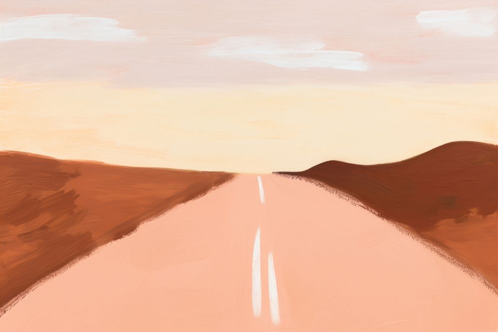 Road painting horizon drawing. AI generated Image by rawpixel.