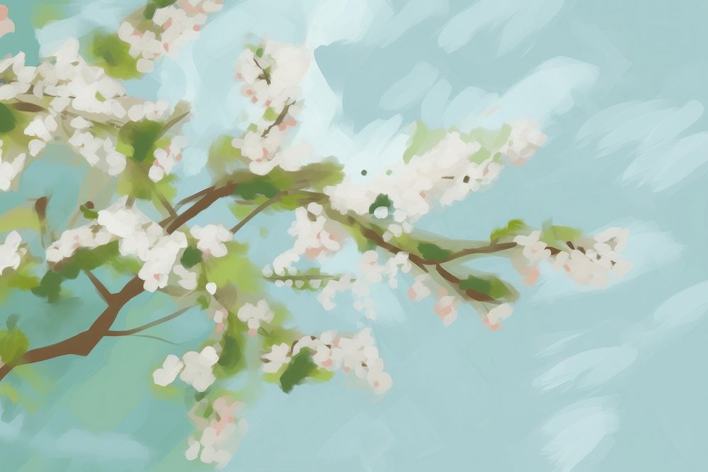 Spring backgrounds painting blossom. AI generated Image by rawpixel.