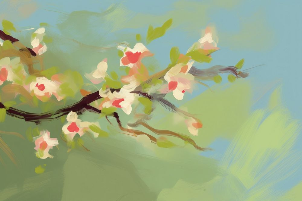 Spring painting blossom flower. AI generated Image by rawpixel.