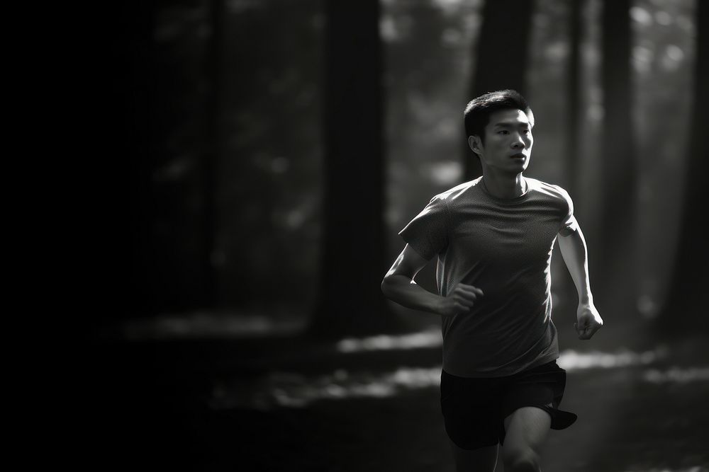 Asian male runing at park running jogging adult. AI generated Image by rawpixel.