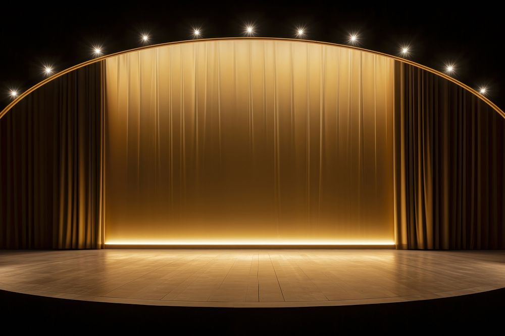 Stage with illuminated spotlights auditorium lighting gold. AI generated Image by rawpixel.