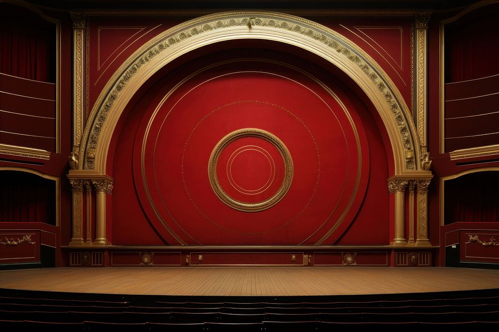 Cinema auditorium stage gold. AI generated Image by rawpixel.