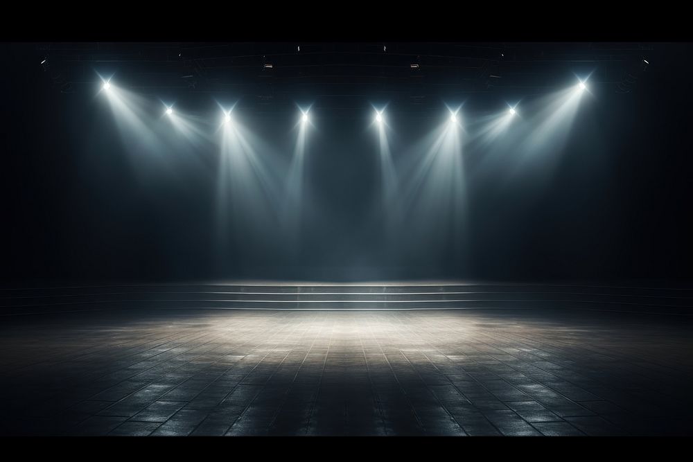 Stage with illuminated spotlights lighting entertainment architecture