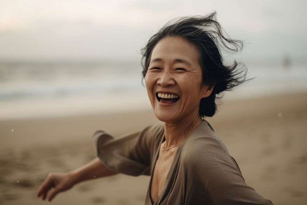 East asian women laughing portrait smile. AI generated Image by rawpixel.