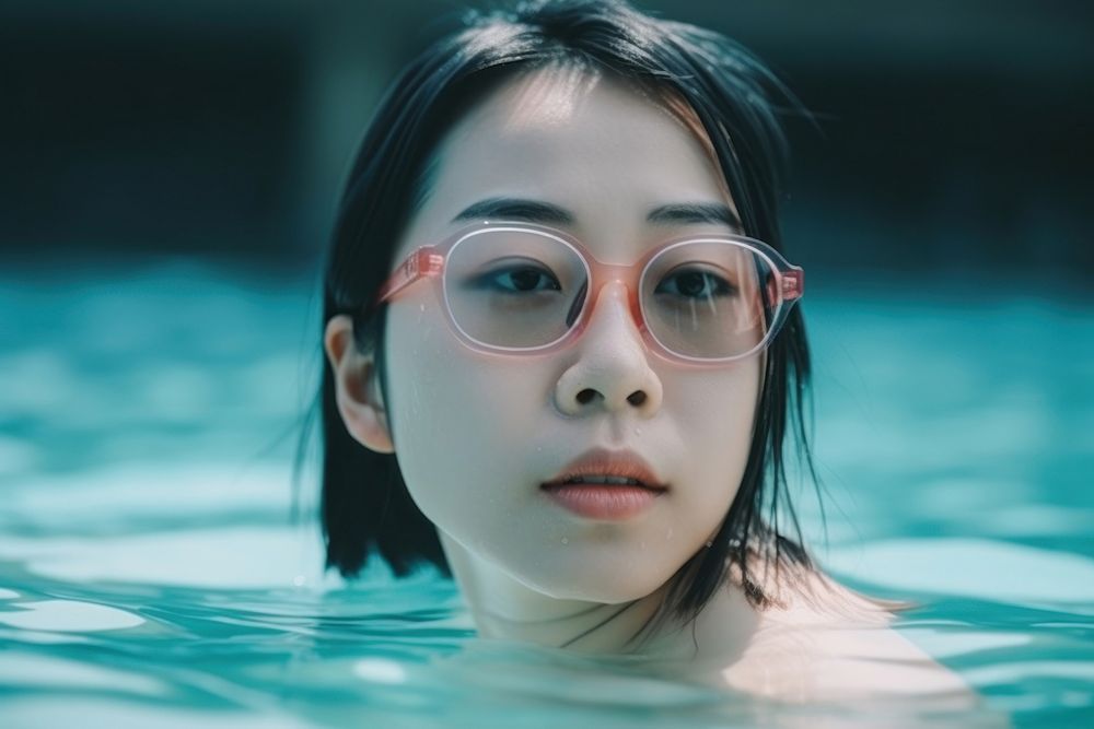 Japanese women portrait swimming glasses. AI generated Image by rawpixel.