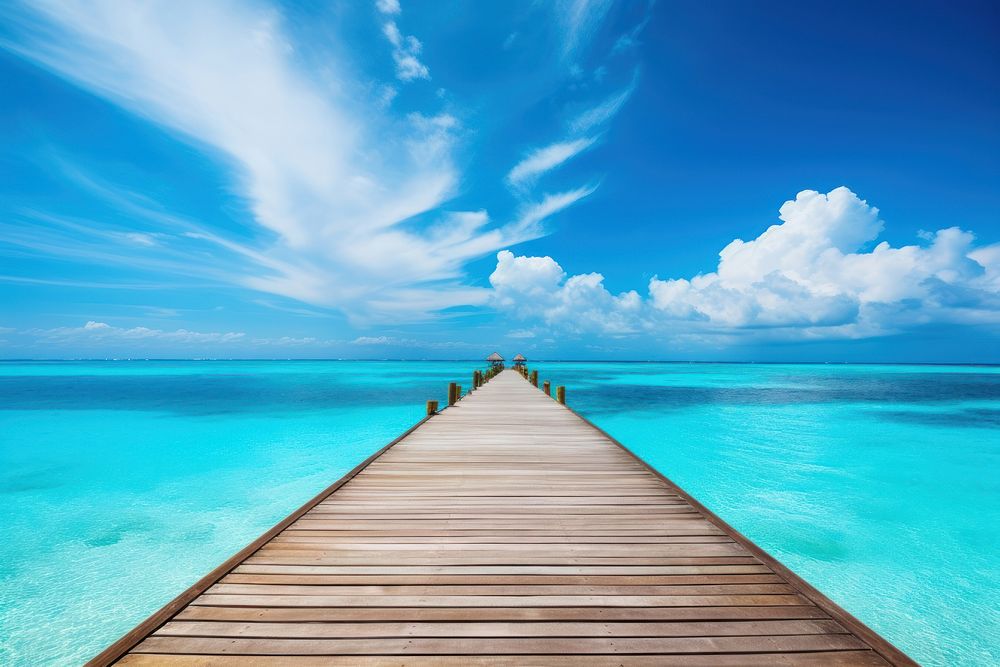 Maldive sea background landscape outdoors horizon. AI generated Image by rawpixel.